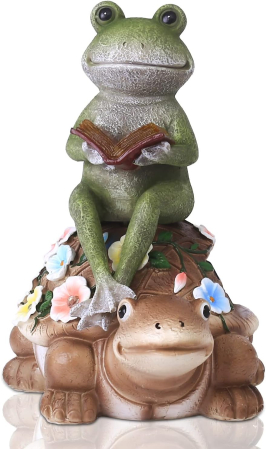 Decoratiune de gradina, terasa, balcon cu LED-uri si panou solar 19.5 cm, broscute [6]