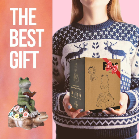 Decoratiune de gradina, terasa, balcon cu LED-uri si panou solar 19.5 cm, broscute [1]