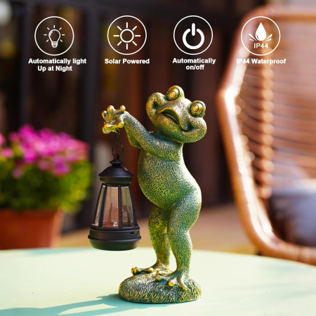 Decoratiune de gradina, terasa, balcon cu LED-uri si panou solar 25.8 cm, broscuta [6]