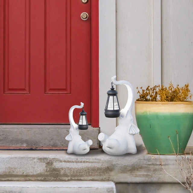 Decoratiune de gradina, terasa, balcon cu LED-uri si panou solar 40 cm, elefant [3]