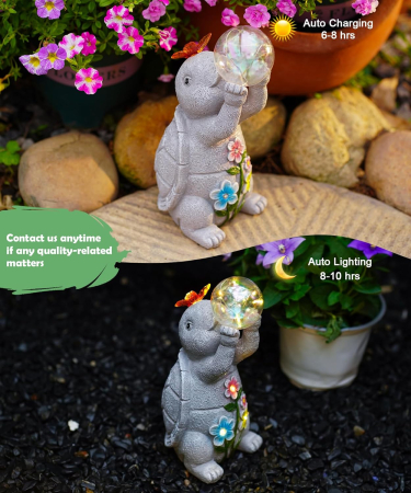 Decoratiune de gradina, terasa, balcon cu LED-uri si panou solar 26 cm, testoasa [4]