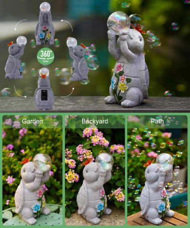 Decoratiune de gradina, terasa, balcon cu LED-uri si panou solar 26 cm, testoasa [3]