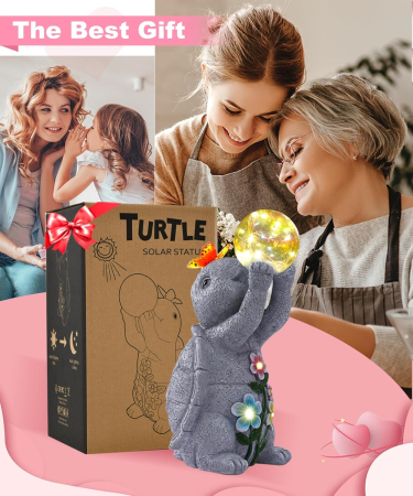 Decoratiune de gradina, terasa, balcon cu LED-uri si panou solar 26 cm, testoasa [1]