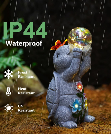 Decoratiune de gradina, terasa, balcon cu LED-uri si panou solar 26 cm, testoasa [5]