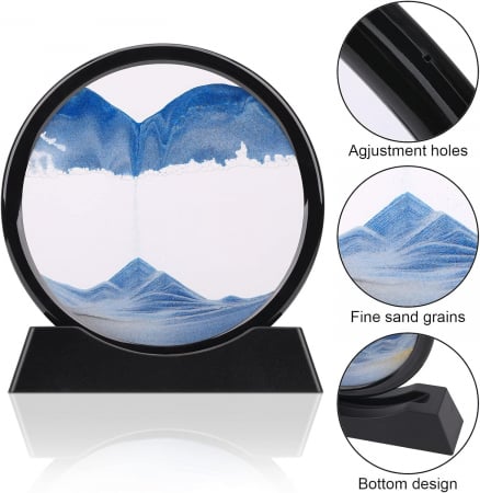 Decoratiune de masa rotativa 360° cu nisip albastru 3D 25.4 cm [1]