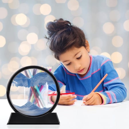 Decoratiune de masa rotativa 360° cu nisip albastru 3D 25.4 cm [3]