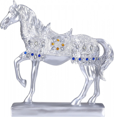 cadouri - Decoratiune eleganta din rasina fina, bibelou reprezentand cal impodobil, 26x21,6 cm