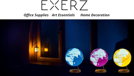 Glob pamantesc iluminat 33 cm pe suport de lemn [6]