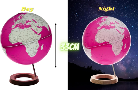 Glob pamantesc iluminat 33 cm pe suport de lemn [2]