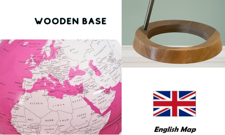 Glob pamantesc iluminat 33 cm pe suport de lemn [5]