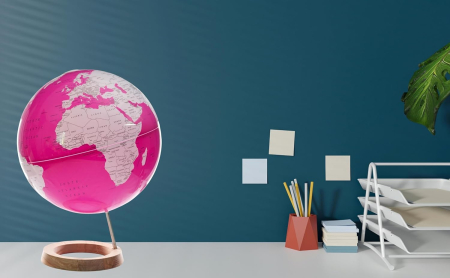 Glob pamantesc iluminat 33 cm pe suport de lemn [4]