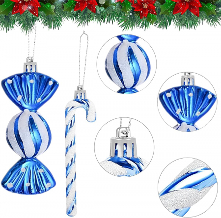 Decoratiuni pentru pom de Craciun 18 piese albastru [1]