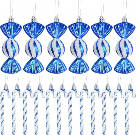 globuri - Decoratiuni pentru pom de Craciun 18 piese albastru