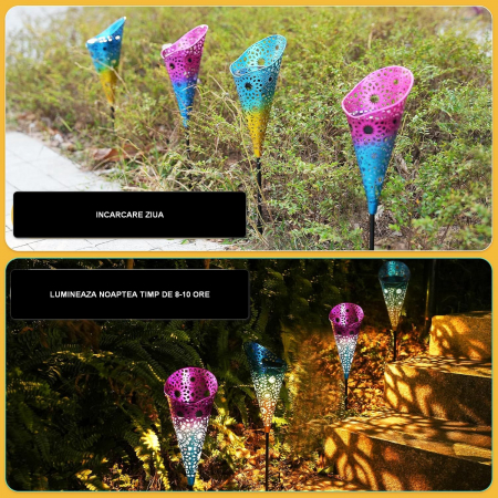 Decoratiuni metalice solare luminoase LED, set 2 cupe colorate [2]