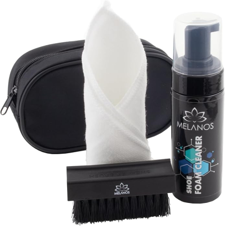 Detergent rufe - Kit de curățare a încălțămintei din trei piese, 150 ml soluție spumantă, perie și un prosop din microfibră