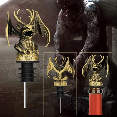 Dop pentru sticle de vin cu model, aeratoare, turnator, negru [4]