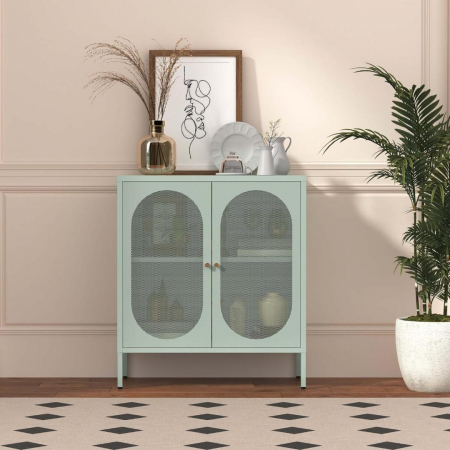 Dulap de metal cu picioare reglabile cu 2 usi si 3 rafturi Verde 90 x 80 x 35 cm - [1]