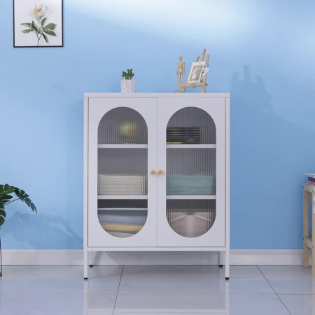 Dulap de metal cu picioare reglabile cu 2 usi si 3 rafturi Cream 90 x 80 x 35 cm [1]