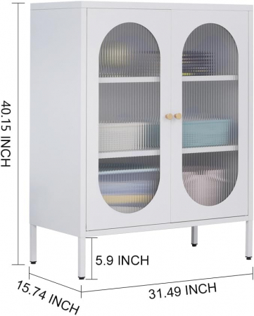 Dulap de metal cu picioare reglabile cu 2 usi si 3 rafturi Cream 90 x 80 x 35 cm [2]