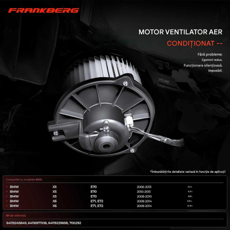 Motor Ventilator Habitaclu BMW X5 E70 / X6 E71 E72, 12V, 2 Pini, OEM 64116971108 [2]
