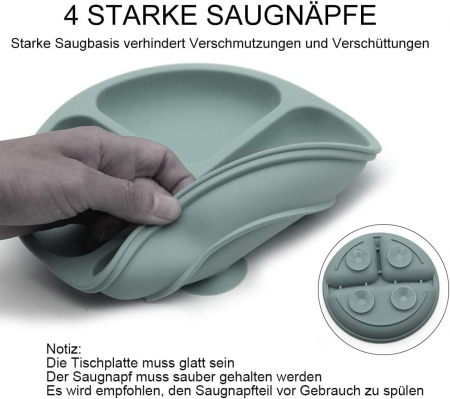 Farfurie din silicon pentru mancare copii mici, culoare gri [2]