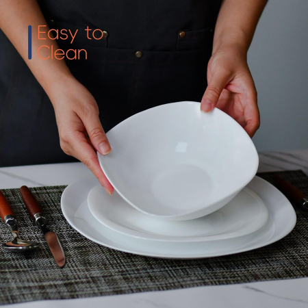 Set de veselă din sticlă opal 18 piese compatibile mașina de spălat vase și cuptor cu microunde [4]