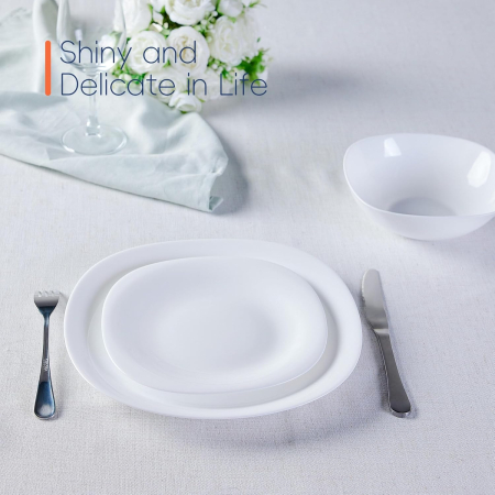 Set de veselă din sticlă opal 18 piese compatibile mașina de spălat vase și cuptor cu microunde [1]