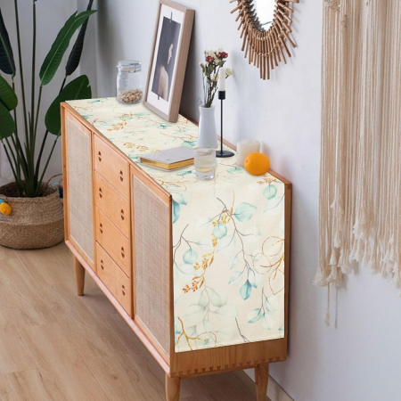 Fata de masa 30x180 cm cu 4 suporti farfurii model eucalipt [6]