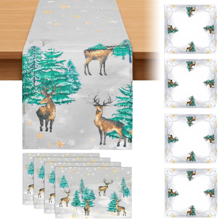 ACCESORII MASA - Fata de masa decorativa, cu 4 suporti de farfurii si 4 servete