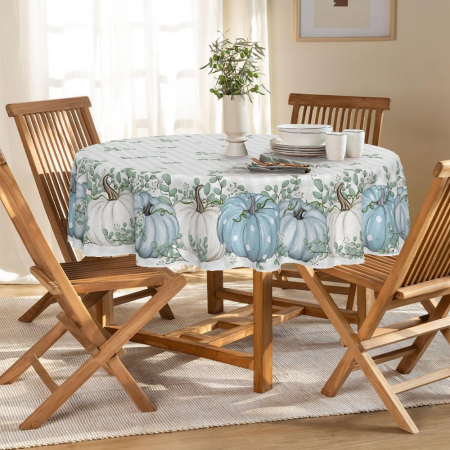 Fata de masa din fibre textile, rotunda, dovleci albastri, 140 cm [2]