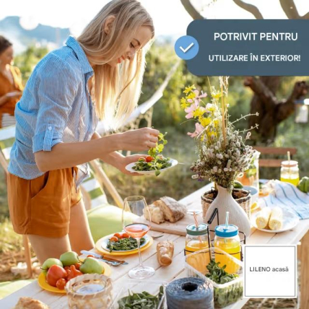 Fata de masa albastra cu forme geometrice, din pânză cerată lavabilă 240x140cm rezistentă la ap [1]