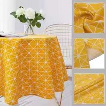 Fata de masa rotunda galbena cu forme geometrice 120 cm [2]