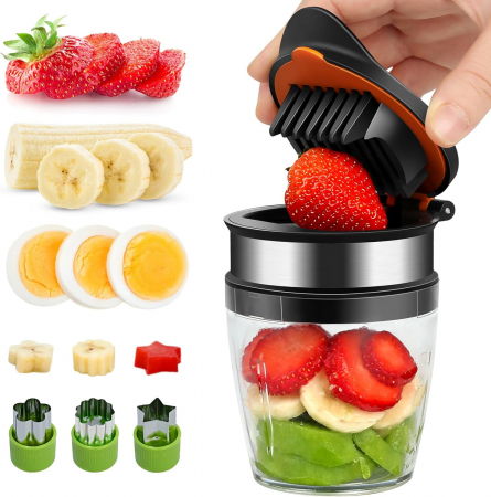 Feliatoare manuale - Feliator cu pahar pentru oua, fructe, legume, set cu 3 forme