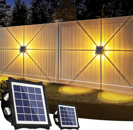 LAMPI SOLARE - Lampi solare de perete, 3 moduri de iluminare, 8 LED-uri, set 4 bucati