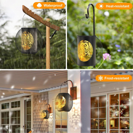 Felinar solar cu proiectie bufnita, impermeabil IP65, set 2 bucati [4]