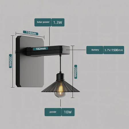 Lampa solara tip felinar cu prindere pe perete, IP65, 2700 KK [3]