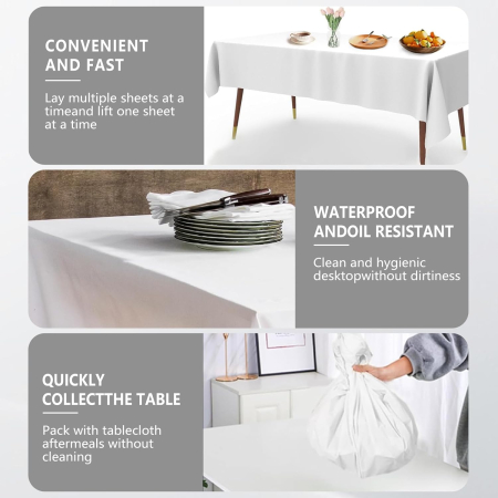 Fețe de masă de unică folosință 137 x 274 cm, albe, set 12 bucati [4]