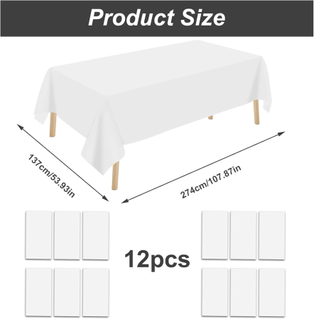 Fețe de masă de unică folosință 137 x 274 cm, albe, set 12 bucati [1]