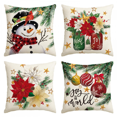 Fete perini - Fete de perini ornamentale, cu model de Sarbatori 45x45 cm set 4 bucati
