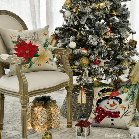 Fete de perini ornamentale, cu model de Sarbatori 45x45 cm set 4 bucati [2]