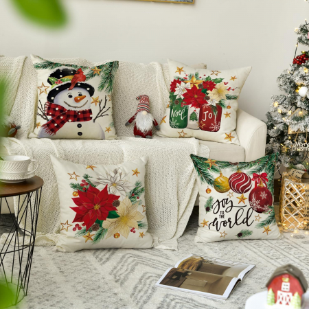 Fete de perini ornamentale, cu model de Sarbatori 45x45 cm set 4 bucati [1]