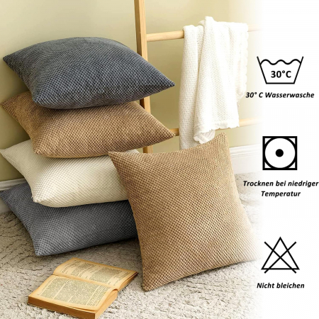 Fete de perini decorative 40x40 cm 2buc GRI inchis, fermoar Ascuns [5]