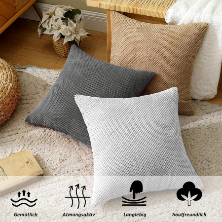 Fete de perini decorative 40x40 cm 2buc GRI inchis, fermoar Ascuns [6]