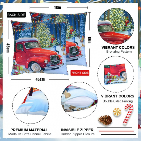 Fete de perini ornamentale, cu model de Craciun 45x45 cm set 4 bucati [1]