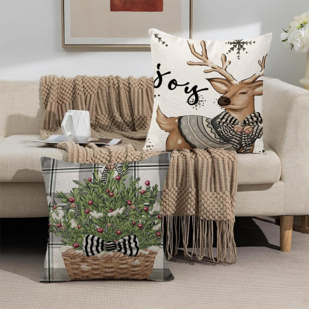 Fete de perini ornamentale, cu model de Om zapada 45x45 cm set 4 bucati [1]