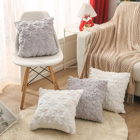 Fete de perini ornamentale, cu model de Brazi albi 45x45 cm set 2 bucati [3]