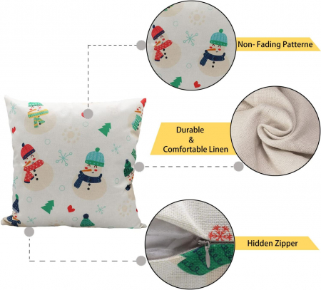 Fete de perini ornamentale, cu model de Mos, ren, oameni zapada 45x45 cm set 4 bucati [4]