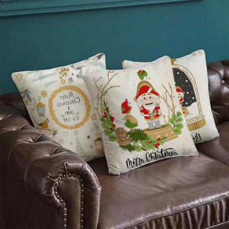 Fete de perini ornamentale, cu model de Craciun lame 45x45 cm set 4 bucati [3]