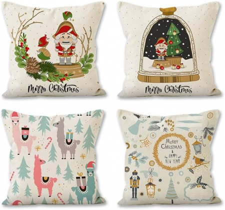 Fete de perini ornamentale, cu model de Craciun lame 45x45 cm set 4 bucati [2]