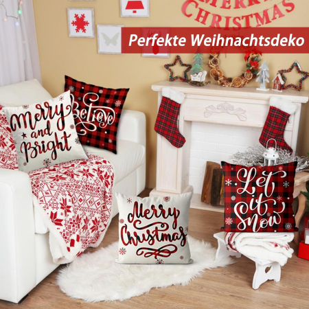 Fete de perini ornamentale, cu model de Sarbatori 45x45 cm set 4 bucati- Decor Craciun [3]